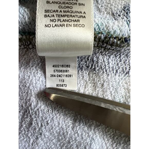 Weekends By Chico's Sweatshirt Womens XL Blue Watercolor Cotton Terry Boxy Boho - Picture 8 of 11